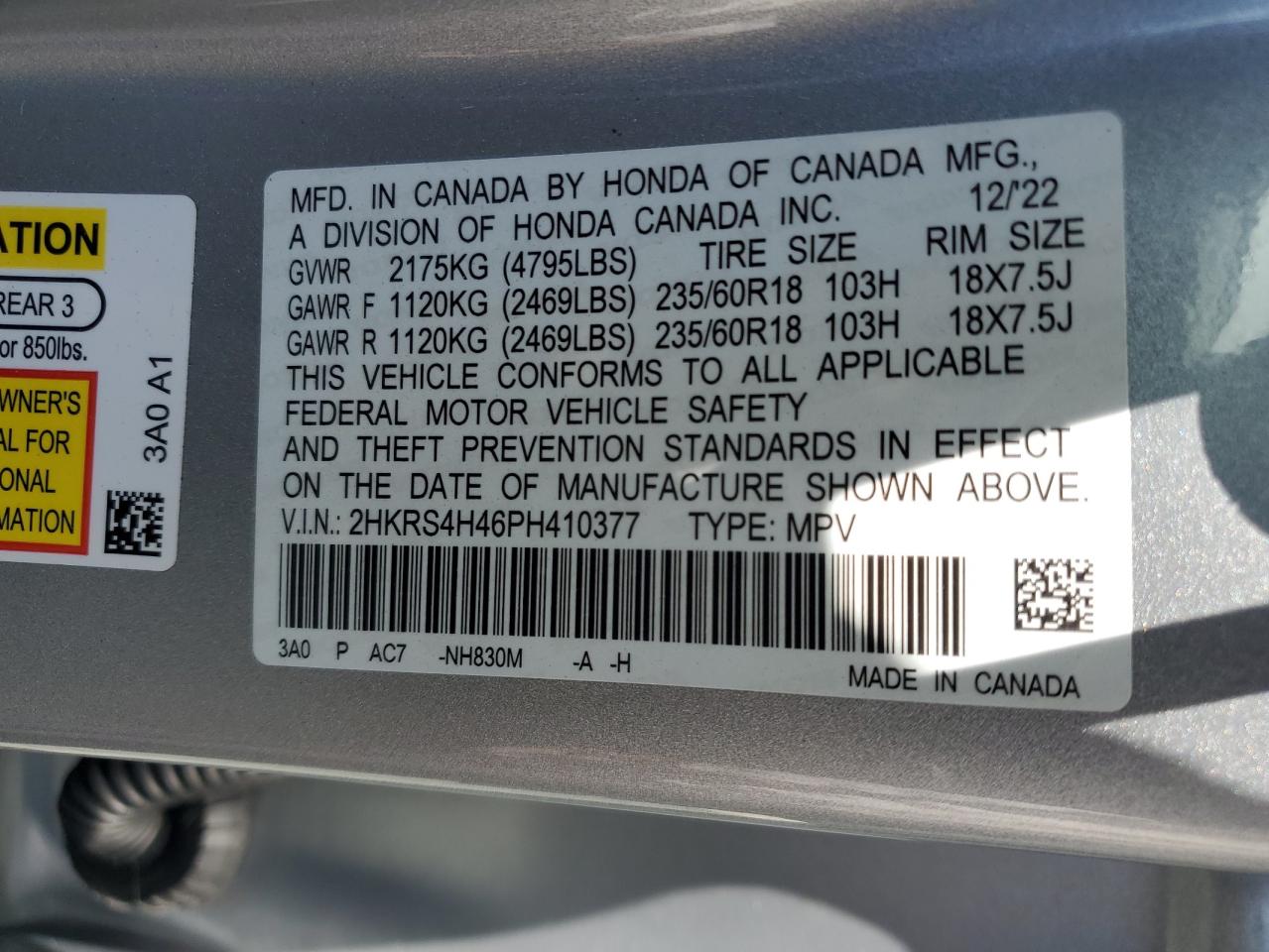 2023 Honda Cr-V Ex VIN: 2HKRS4H46PH410377 Lot: 56305484