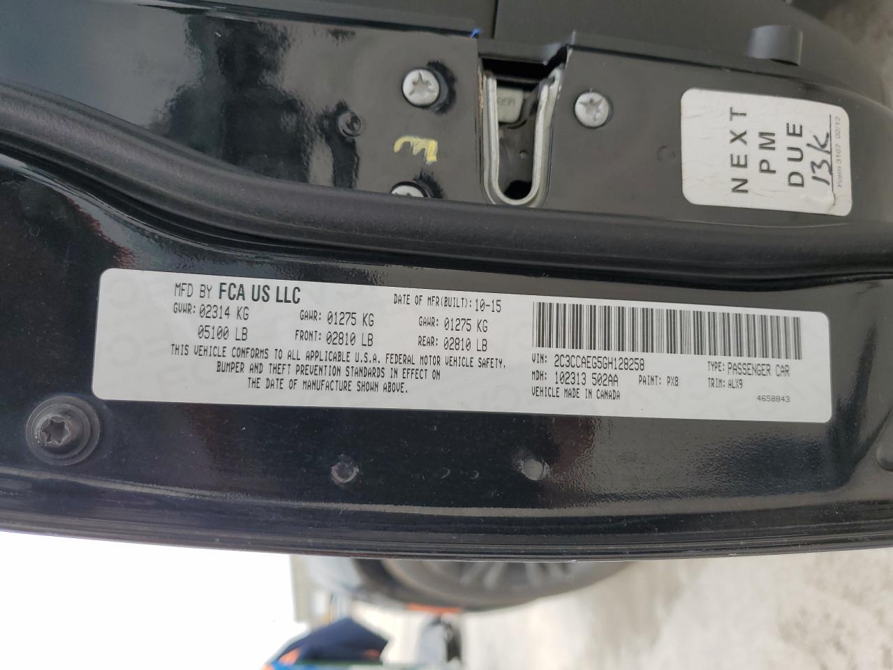 2016 Chrysler 300C VIN: 2C3CCAEG5GH128258 Lot: 55869424