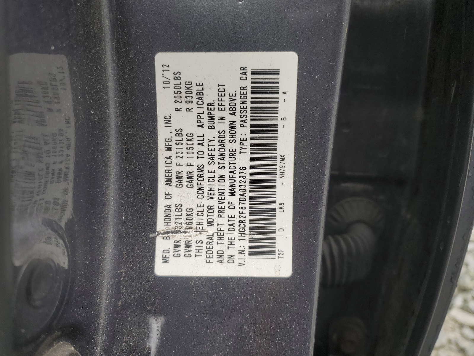 2013 Honda Accord Exl vin: 1HGCR2F87DA032876