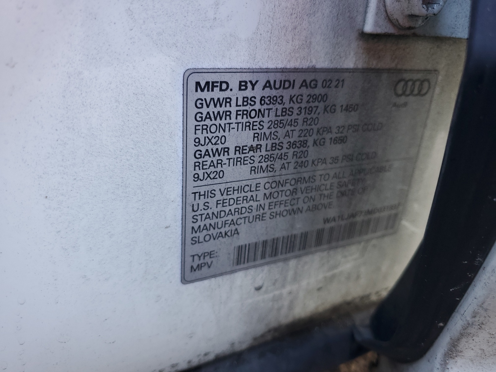 WA1LJAF73MD031837 2021 Audi Q7 Premium Plus