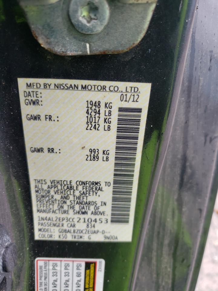 2012 Nissan Altima S VIN: 1N4AL2EP3CC210453 Lot: 54492214