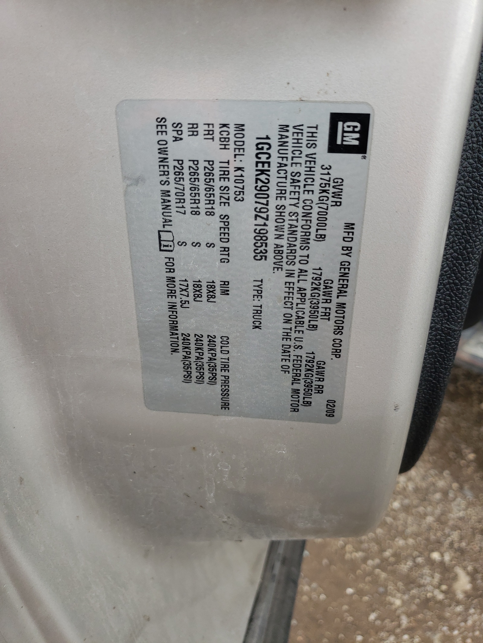 1GCEK29079Z198535 2009 Chevrolet Silverado K1500 Lt