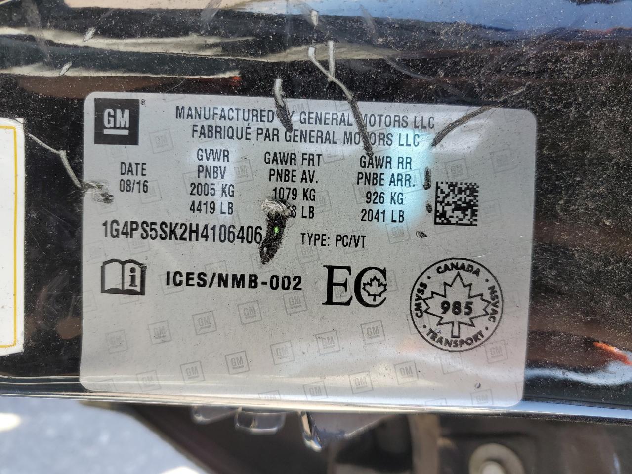 1G4PS5SK2H4106406 2017 Buick Verano