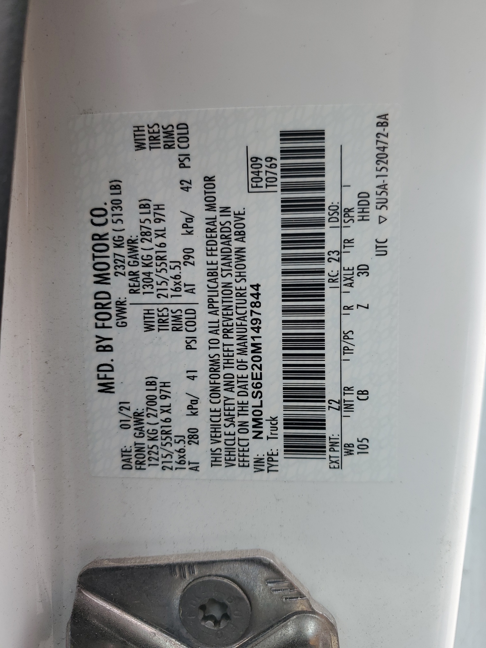 NM0LS6E20M1497844 2021 Ford Transit Connect Xl