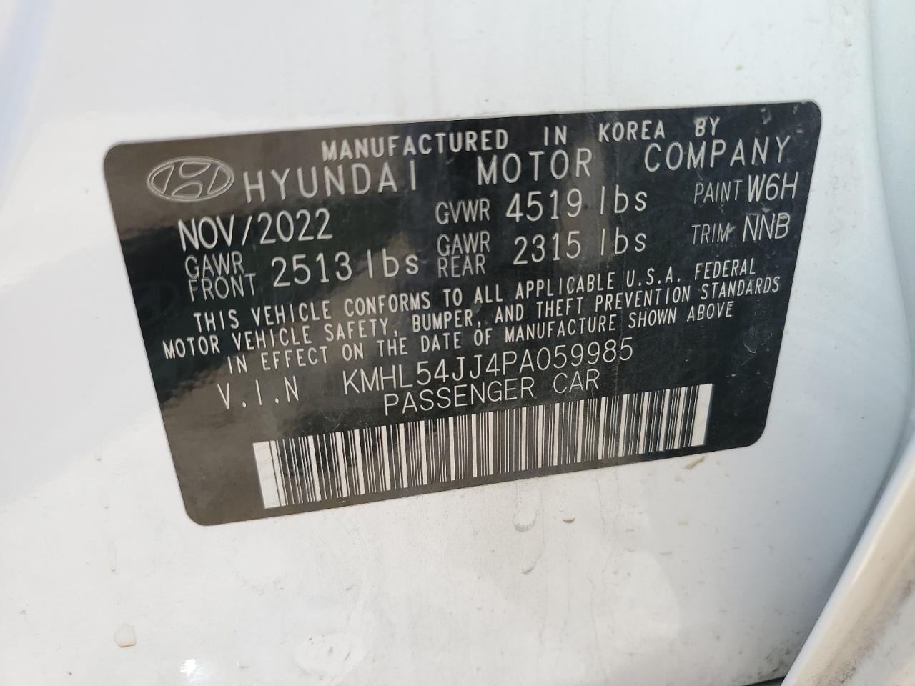 KMHL54JJ4PA059985 2023 Hyundai Sonata Hybrid