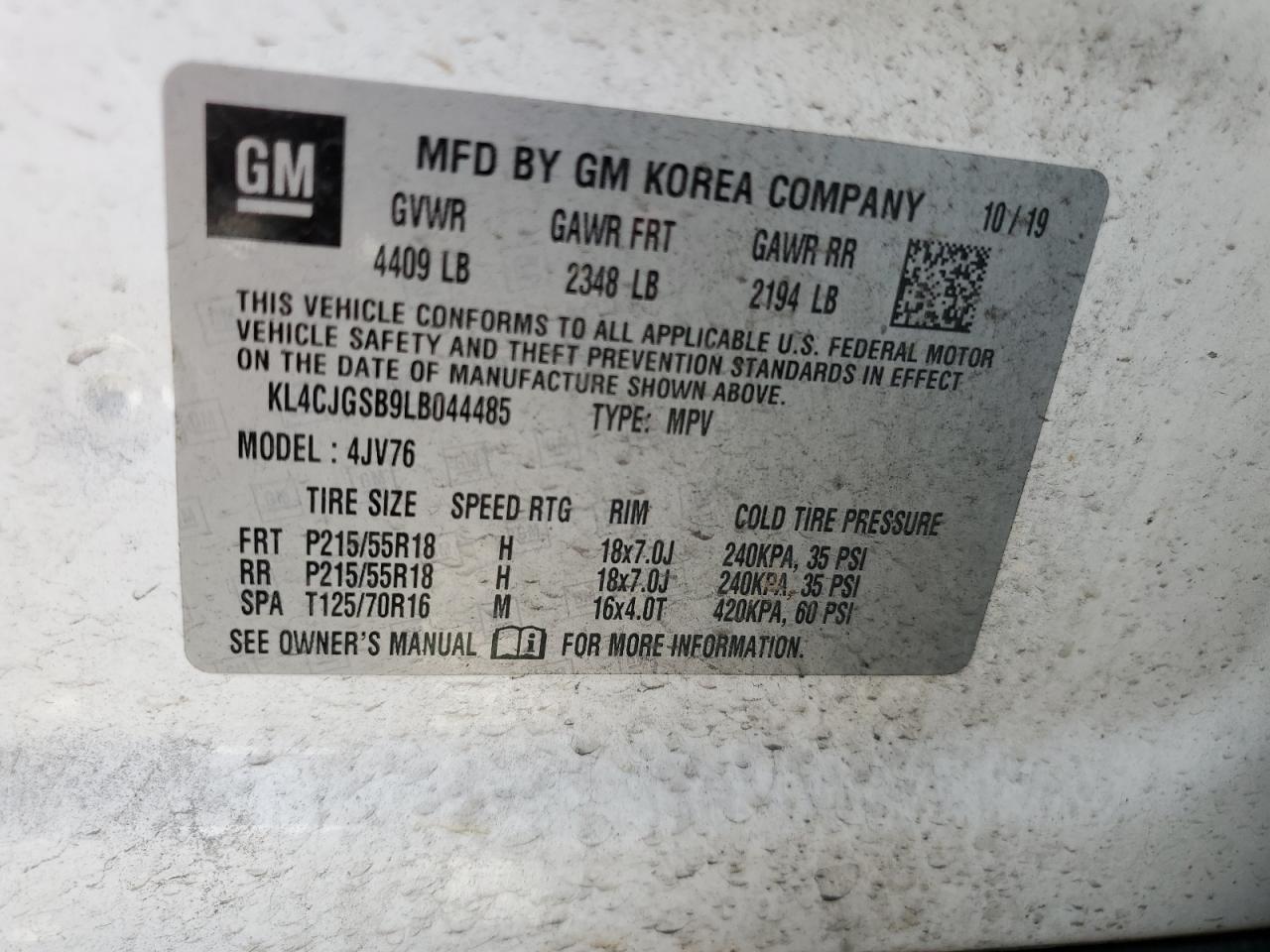 2020 Buick Encore Essence VIN: KL4CJGSB9LB044485 Lot: 56166004
