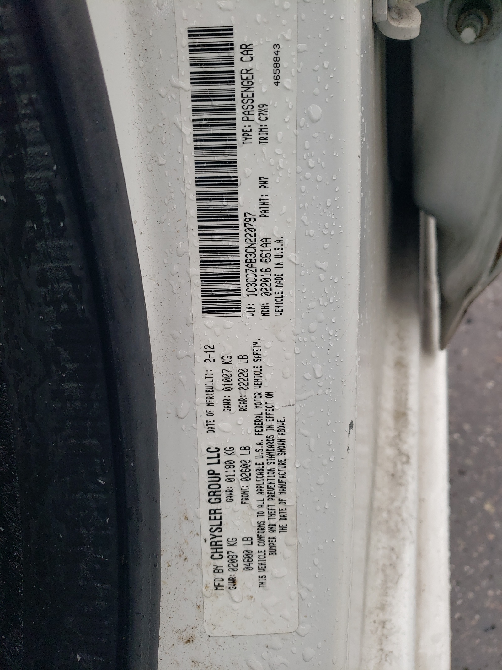 1C3CDZAB3CN220797 2012 Dodge Avenger Se