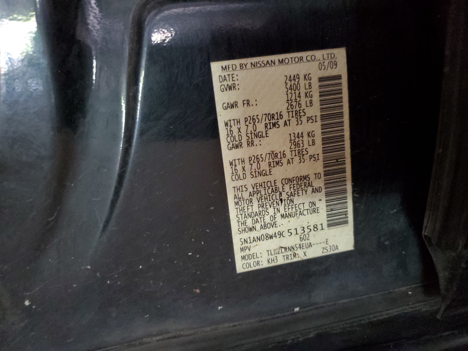 5N1AN08W49C513581 2009 Nissan Xterra Off Road