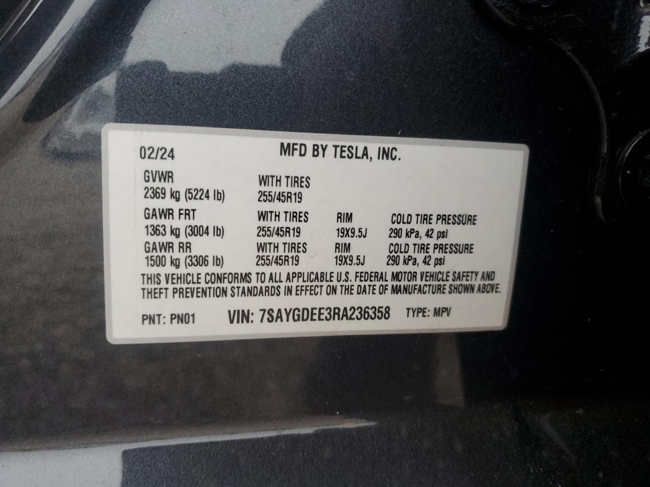 7SAYGDEE3RA236358 2024 Tesla Model Y