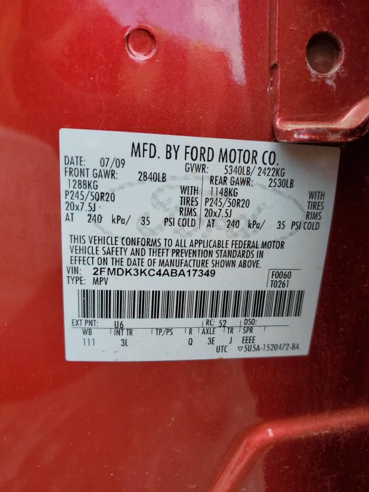 2010 Ford Edge Limited VIN: 2FMDK3KC4ABA17349 Lot: 52999804