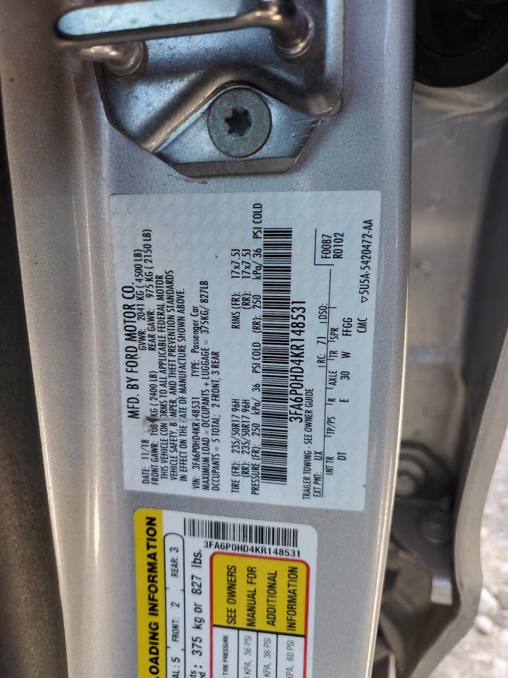 3FA6P0HD4KR148531 2019 Ford Fusion Se