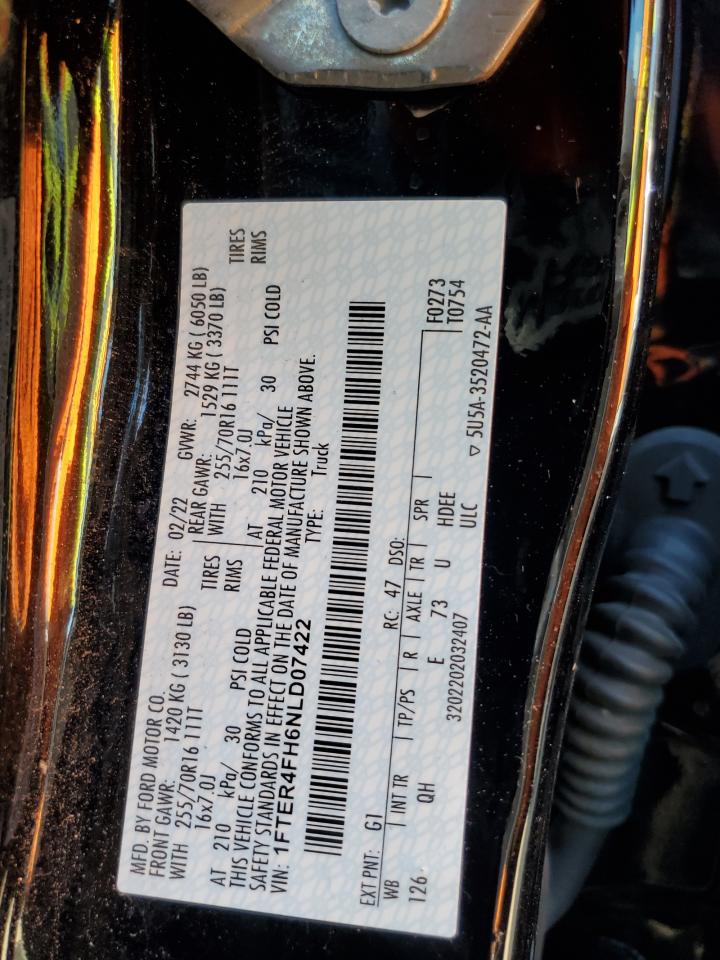 2022 Ford Ranger Xl VIN: 1FTER4FH6NLD07422 Lot: 56569094