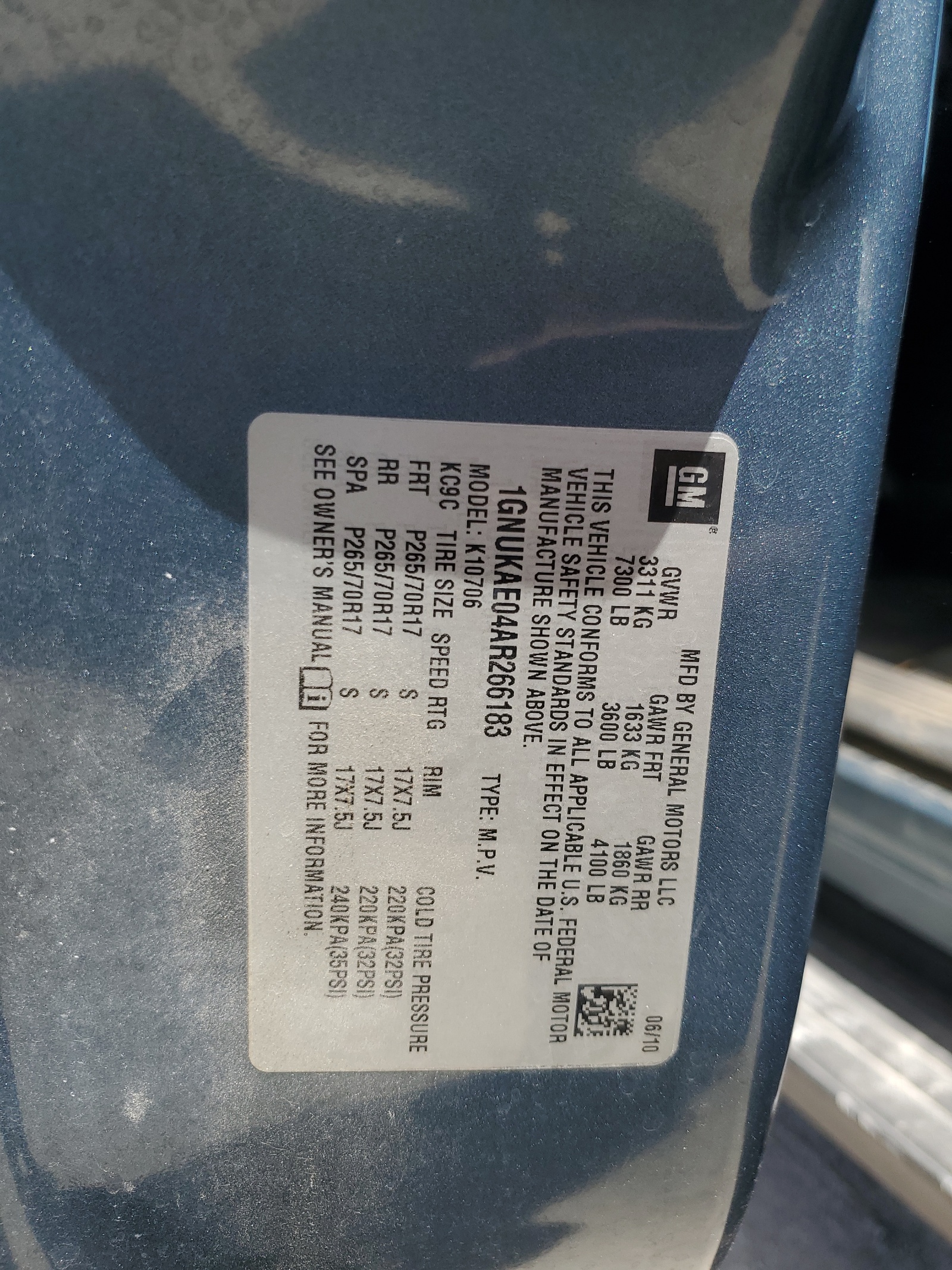 1GNUKAE04AR266183 2010 Chevrolet Tahoe K1500 Ls