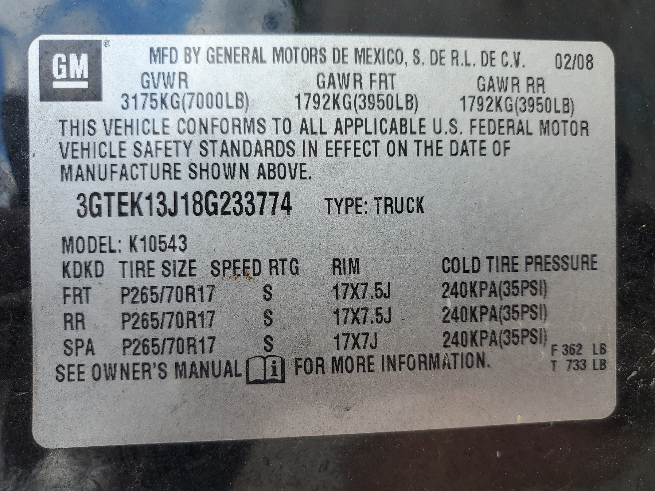 3GTEK13J18G233774 2008 GMC Sierra K1500