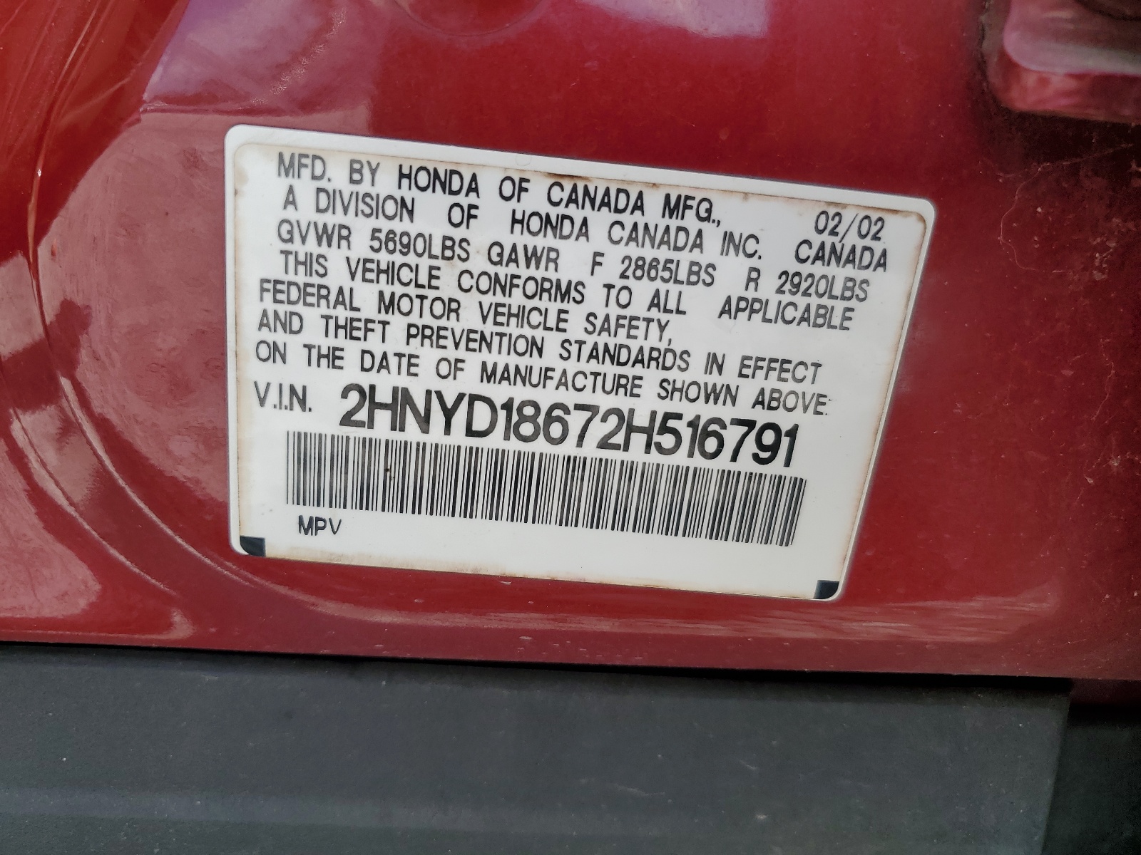 2HNYD18672H516791 2002 Acura Mdx Touring