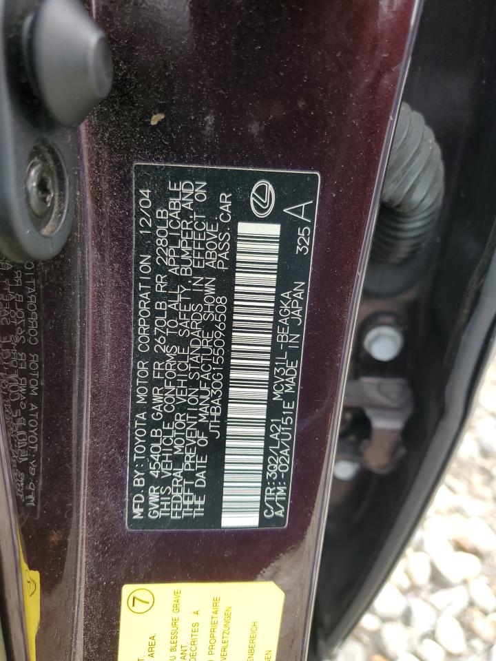 2005 Lexus Es 330 VIN: JTHBA30G155096508 Lot: 54906914