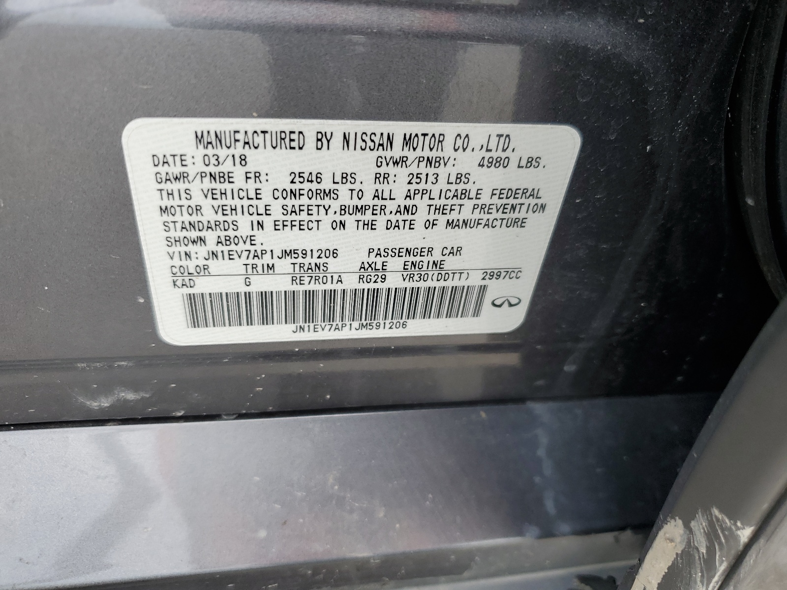 JN1EV7AP1JM591206 2018 Infiniti Q50 Luxe