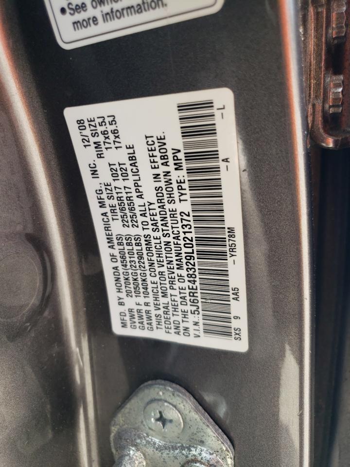 2009 Honda Cr-V Lx VIN: 5J6RE48329L021372 Lot: 53118084