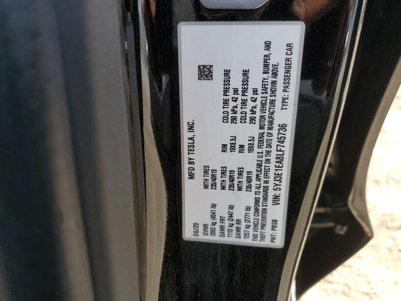 5YJ3E1EA8LF745736 2020 Tesla Model 3