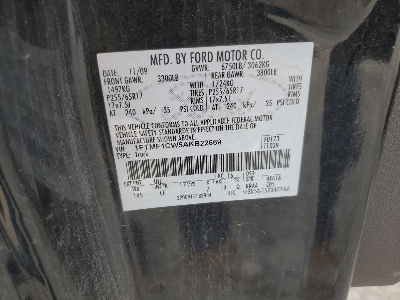 1FTMF1CW5AKB22669 2010 Ford F150