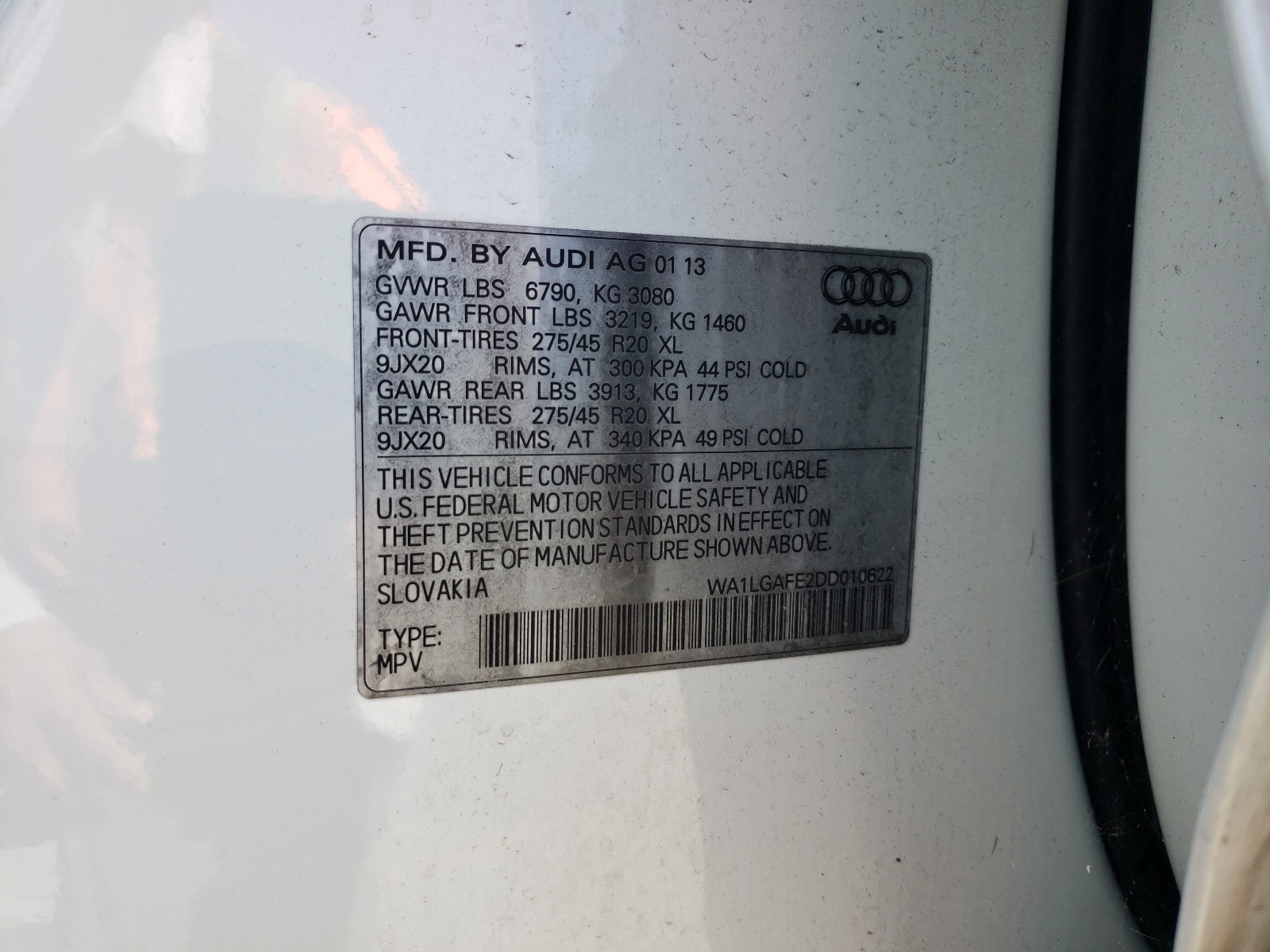 2013 Audi Q7 Premium Plus vin: WA1LGAFE2DD010622