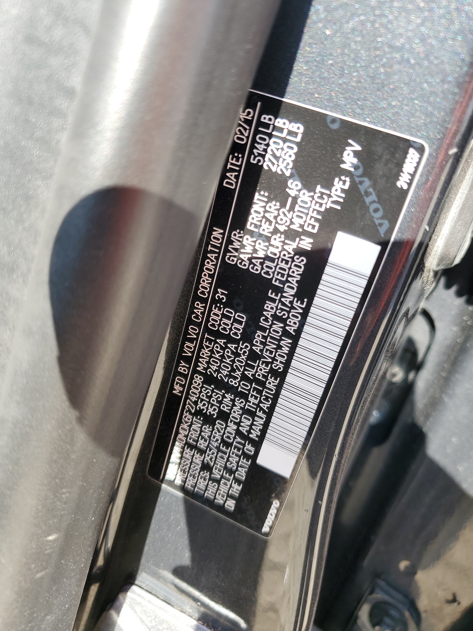 YV440MDK6F2740098 2015 Volvo Xc60 T5 Premier