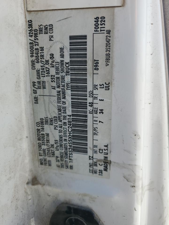 1999 Ford Econoline E350 Super Duty Van VIN: 1FTSS34S5XHC24814 Lot: 54658804