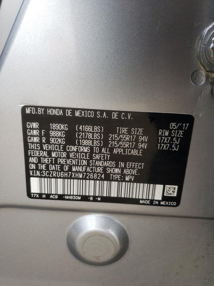 2017 Honda Hr-V Exl VIN: 3CZRU6H7XHM726824 Lot: 54116594