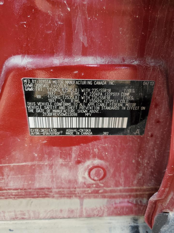 2013 Toyota Rav4 Limited VIN: 2T3DFREV5DW033098 Lot: 55815304