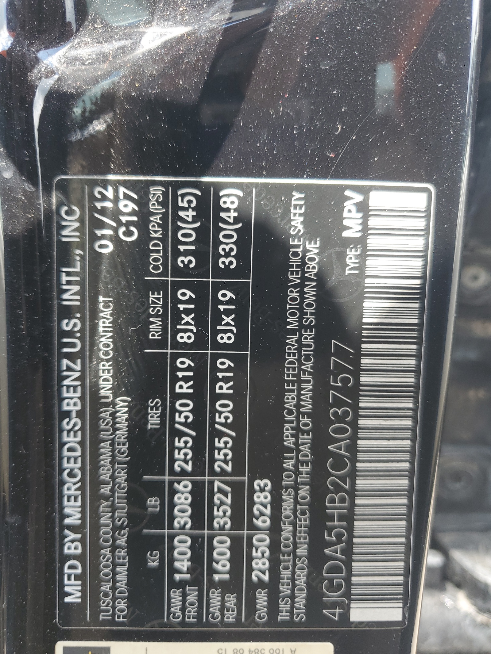 4JGDA5HB2CA037577 2012 Mercedes-Benz Ml 350 4Matic