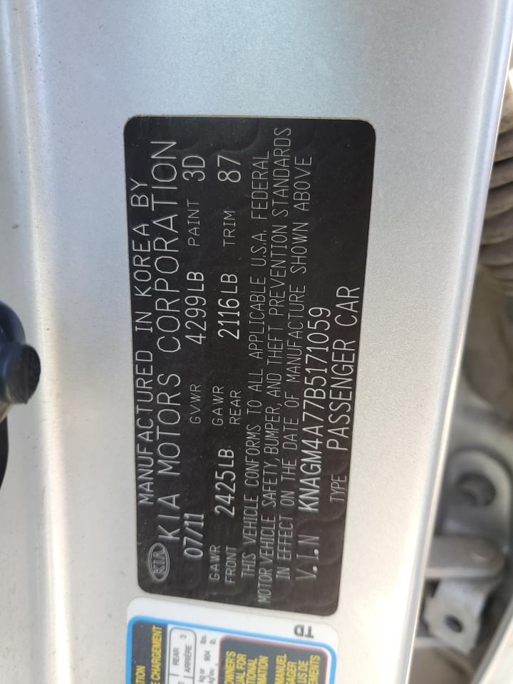 2011 Kia Optima Lx VIN: KNAGM4A77B5171059 Lot: 52641014