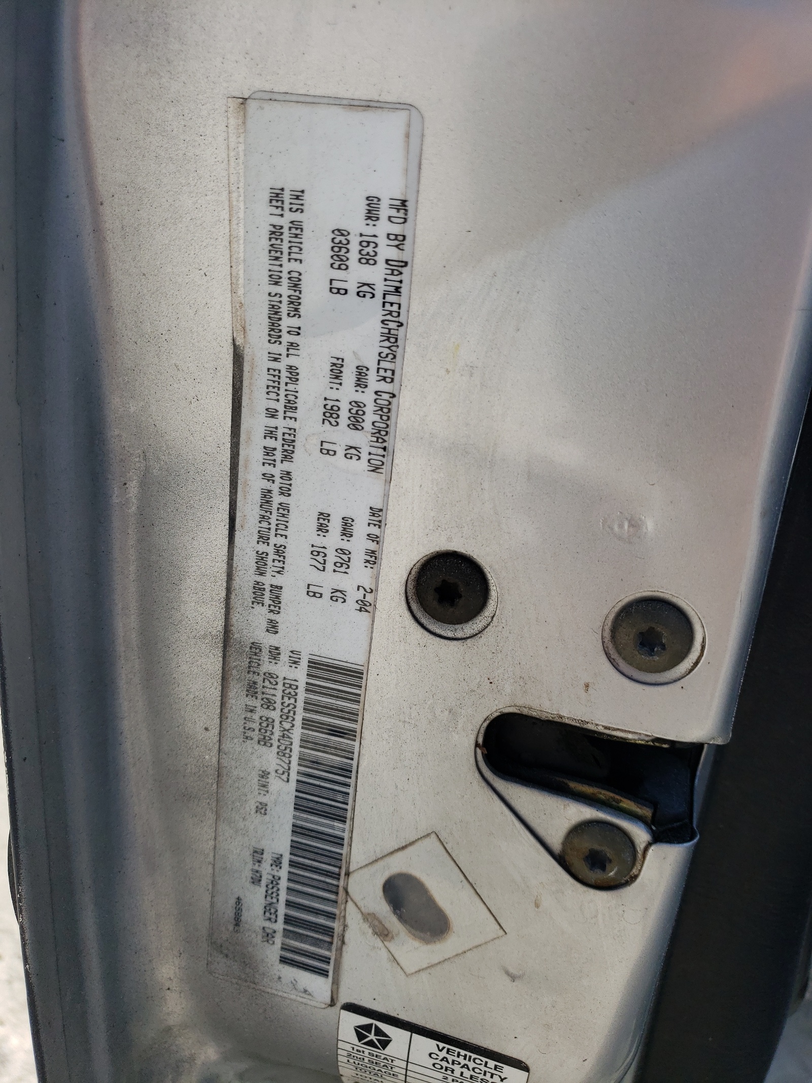 1B3ES56CX4D587757 2004 Dodge Neon Sxt