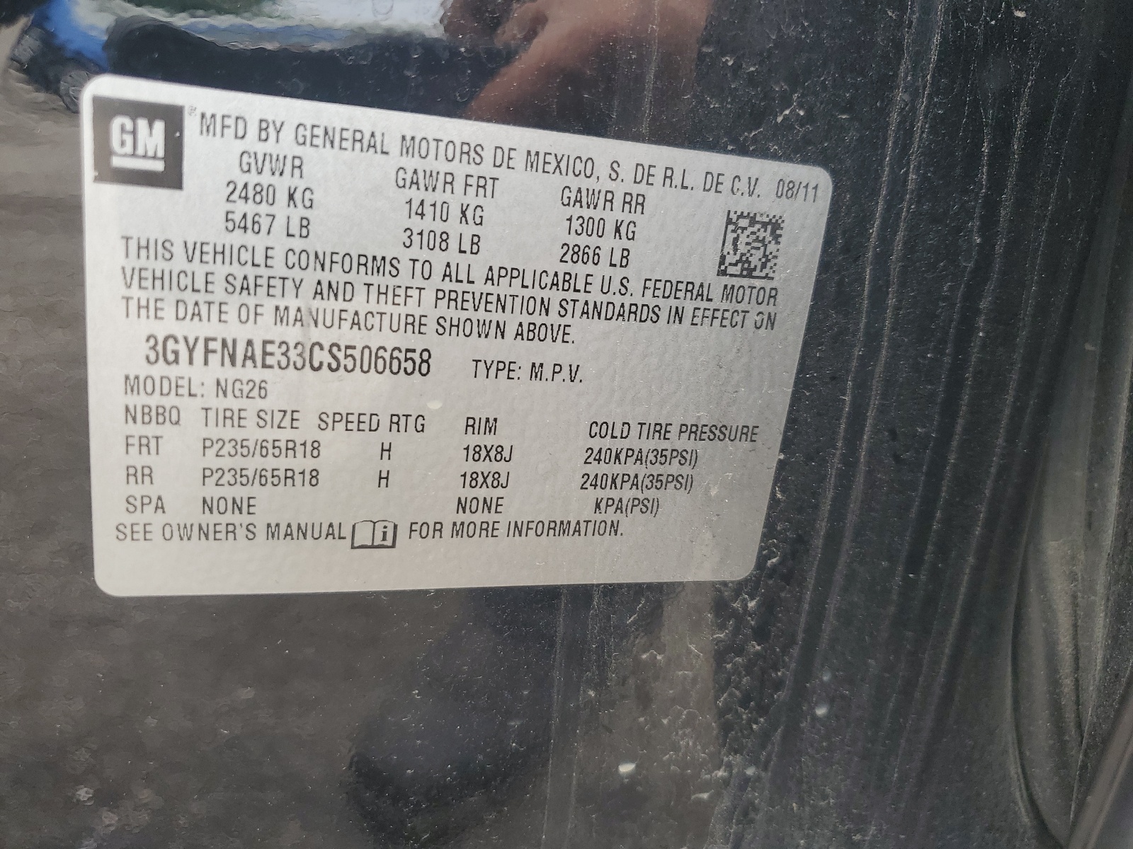 3GYFNAE33CS506658 2012 Cadillac Srx Luxury Collection