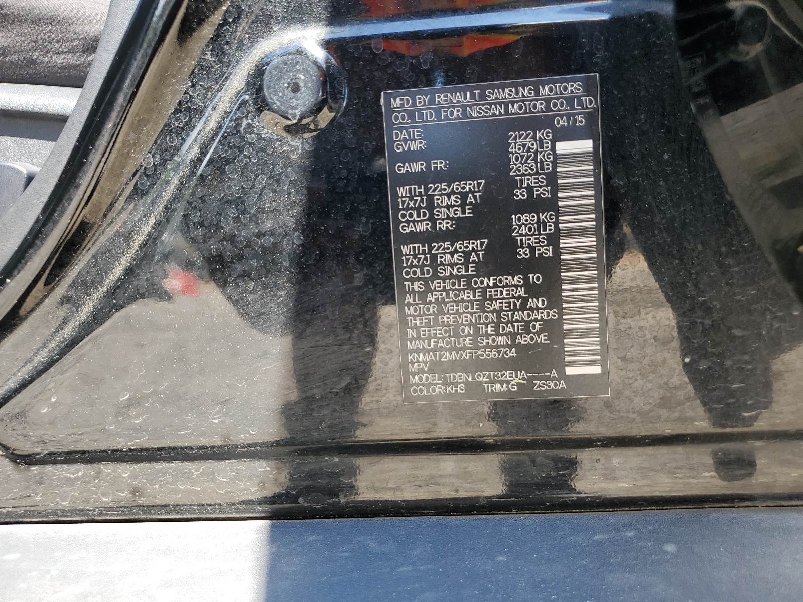 KNMAT2MVXFP556734 2015 Nissan Rogue S