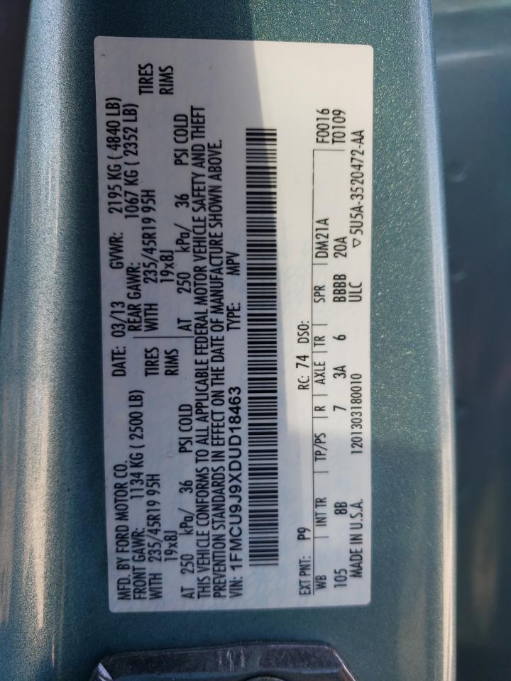 2013 Ford Escape Titanium VIN: 1FMCU9J9XDUD18463 Lot: 54621704