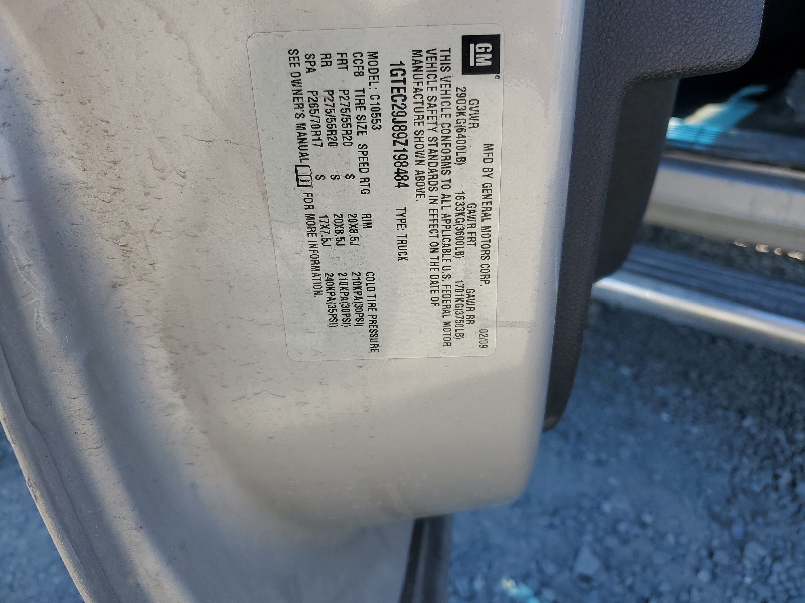 1GTEC29J89Z198484 2009 GMC Sierra C1500 Sle