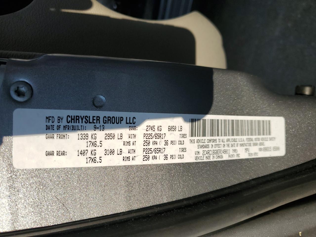 2014 Chrysler Town & Country Touring VIN: 2C4RC1BG8ER149011 Lot: 55805664