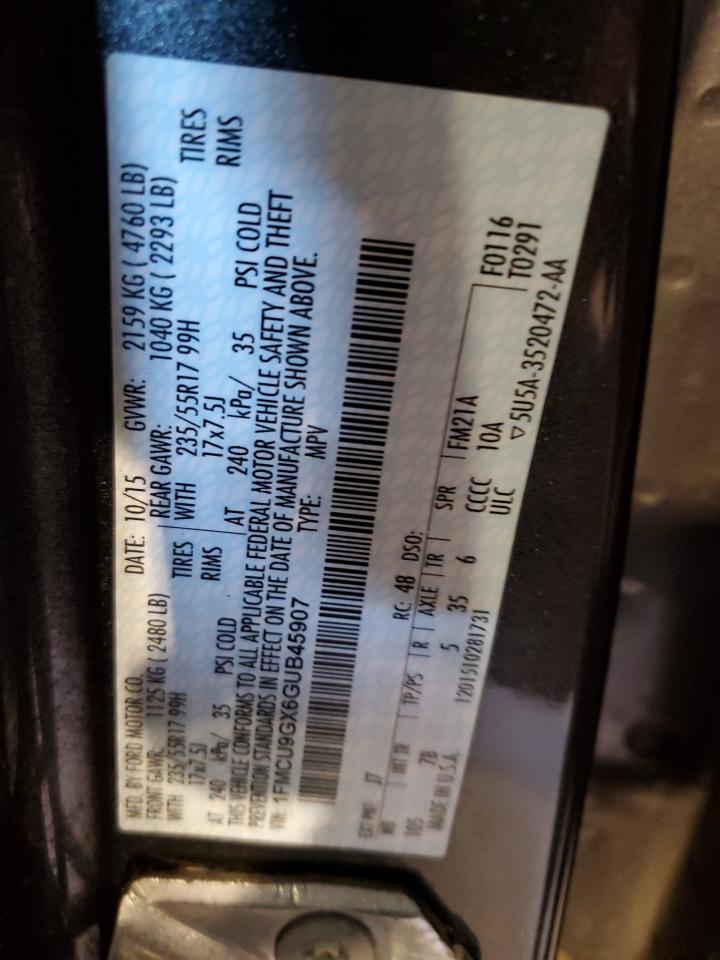 2016 Ford Escape Se VIN: 1FMCU9GX6GUB45907 Lot: 56313314