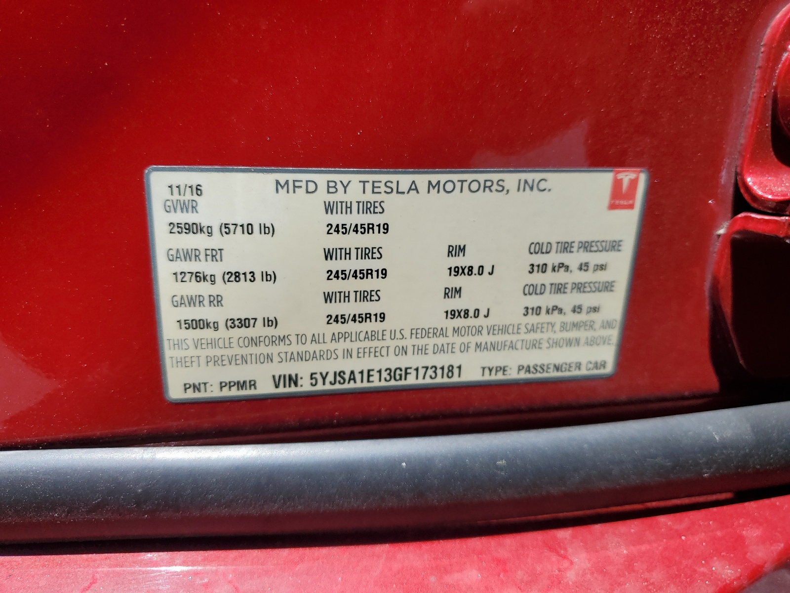 5YJSA1E13GF173181 2016 Tesla Model S