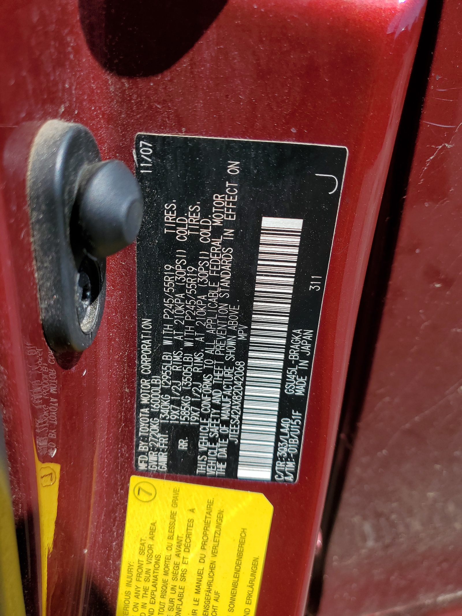 JTEES42AX82042068 2008 Toyota Highlander Limited