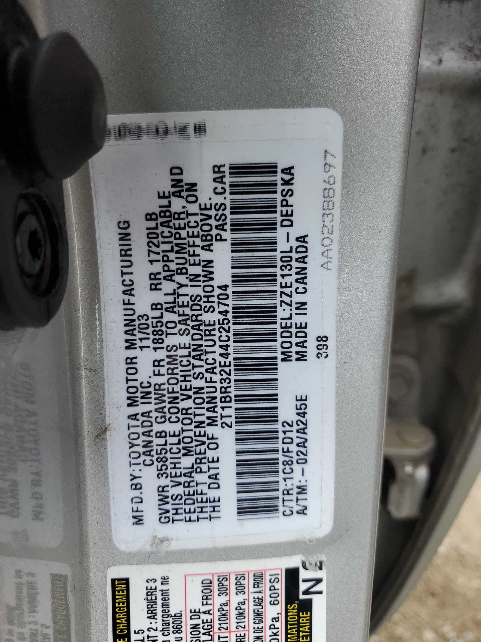 2T1BR32E44C254704 2004 Toyota Corolla Ce