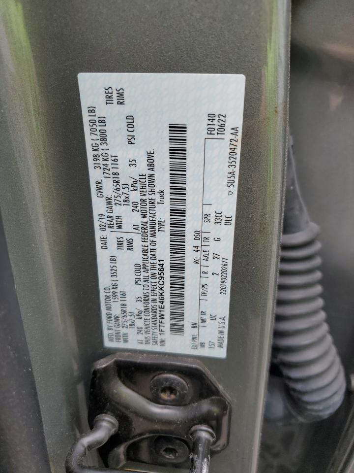 2019 Ford F150 Supercrew VIN: 1FTFW1E46KKC95641 Lot: 54423974