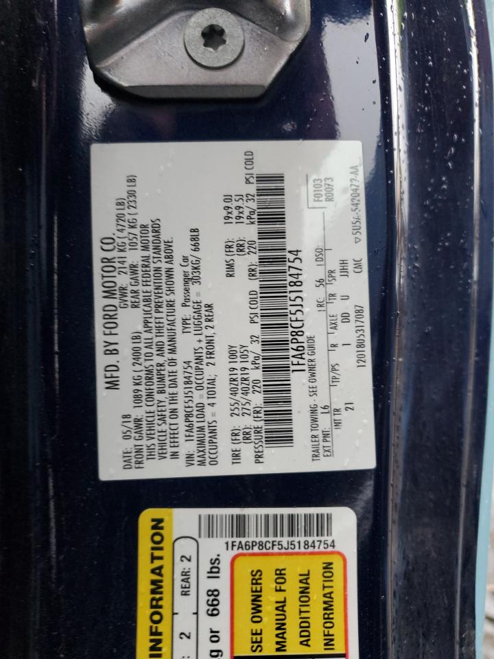 2018 Ford Mustang Gt VIN: 1FA6P8CF5J5184754 Lot: 55901434