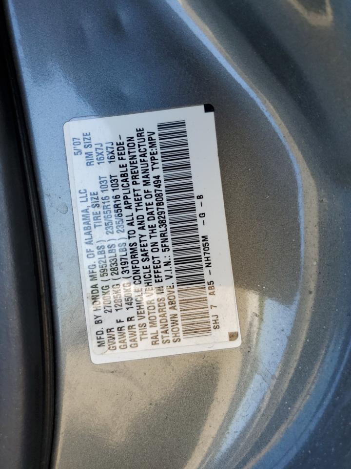 2007 Honda Odyssey Lx VIN: 5FNRL38297B087494 Lot: 55546124