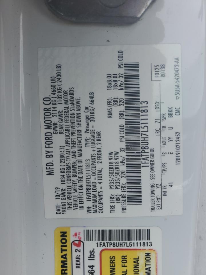 2020 Ford Mustang VIN: 1FATP8UH7L5111813 Lot: 53764334