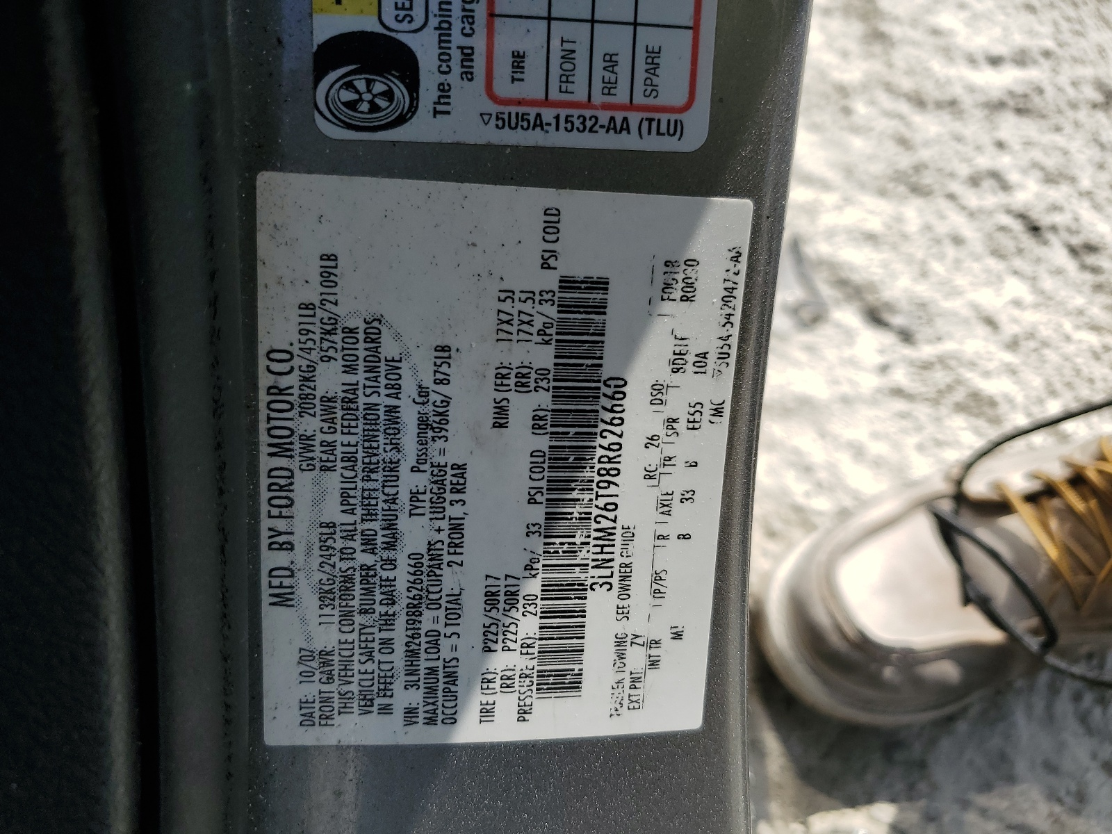 3LNHM26T98R626660 2008 Lincoln Mkz