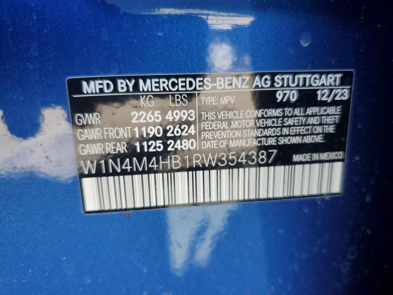 W1N4M4HB1RW354387 2024 Mercedes-Benz Glb 250 4Matic