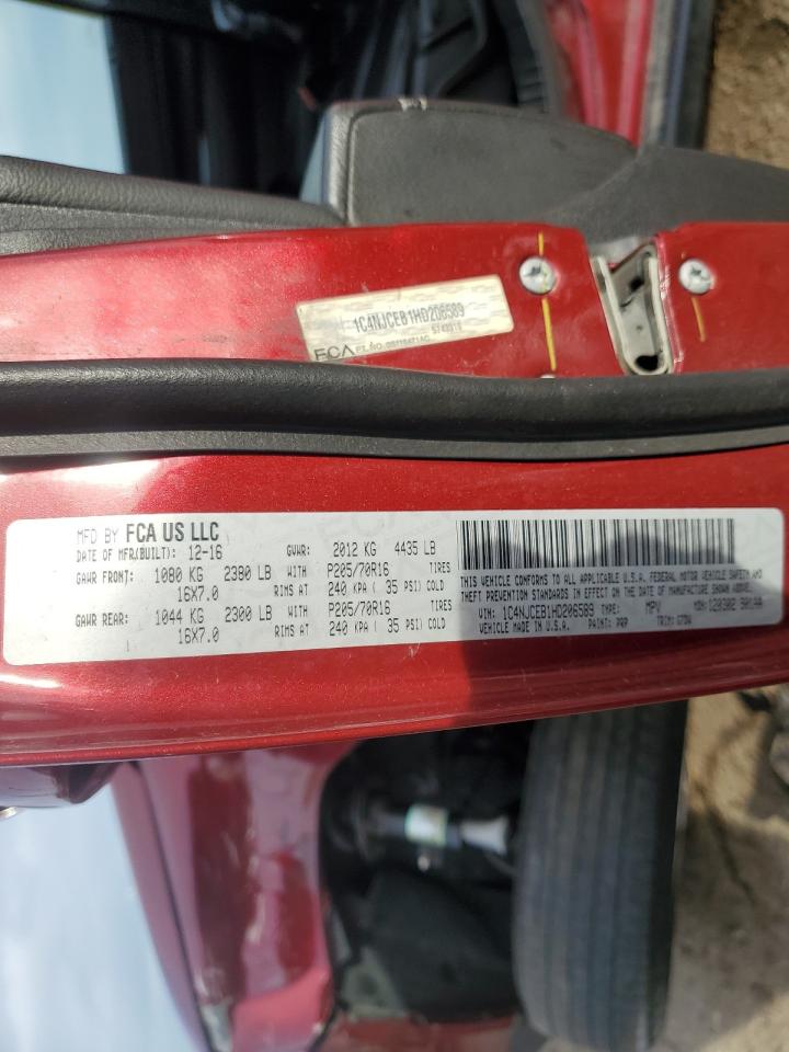 2017 Jeep Compass Latitude VIN: 1C4NJCEB1HD206589 Lot: 53145154