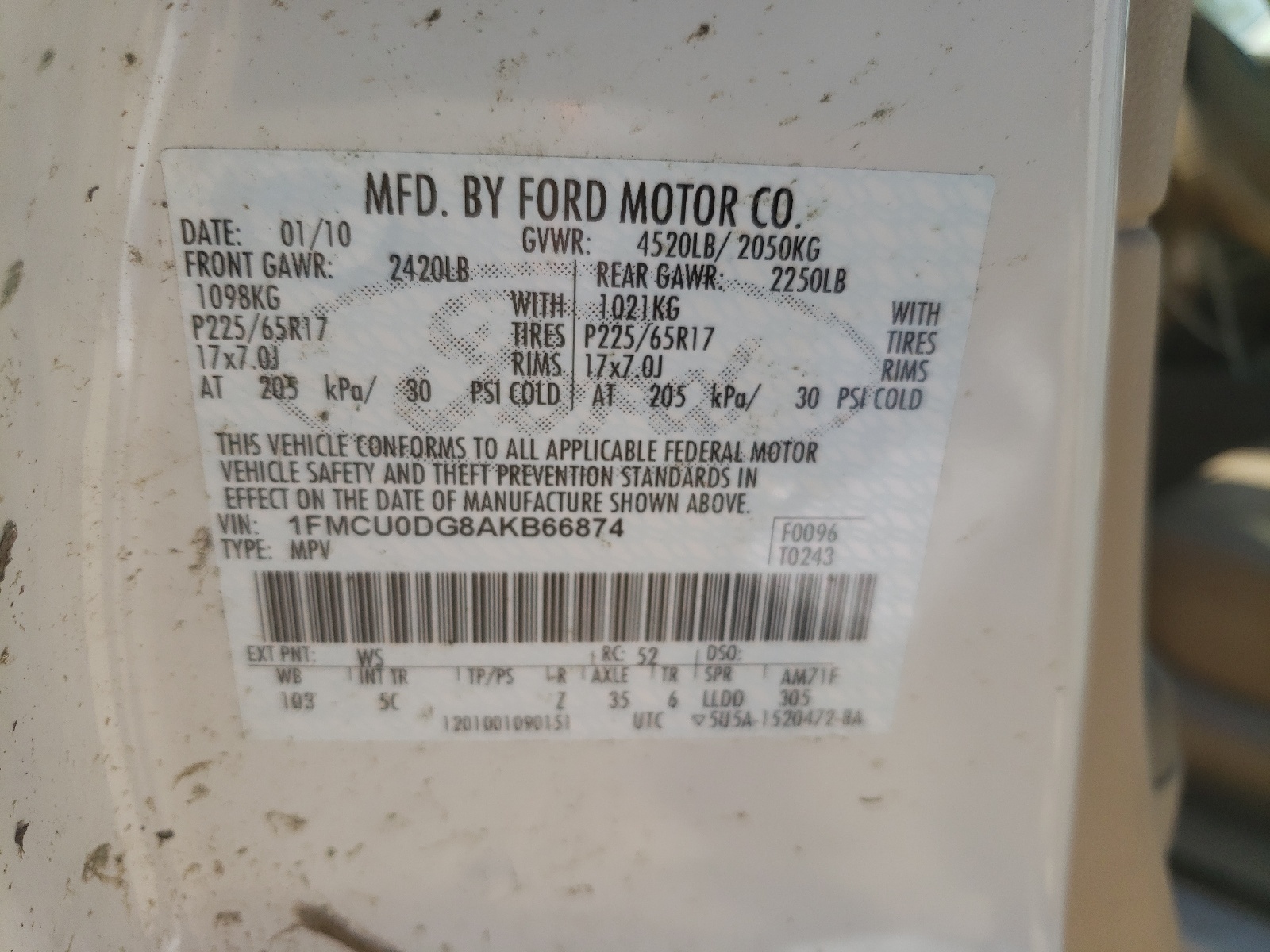 1FMCU0DG8AKB66874 2010 Ford Escape Xlt