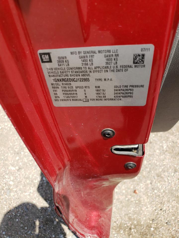 2012 Chevrolet Traverse Lt VIN: 1GNKRGED9CJ122865 Lot: 71484334